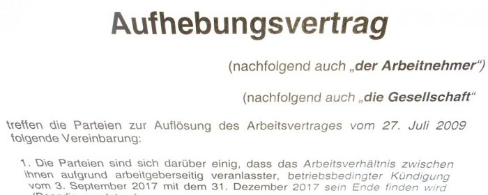 Arbeitsrecht, Aufhebungsvertrag